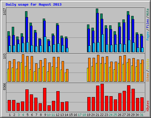 Daily usage for August 2013