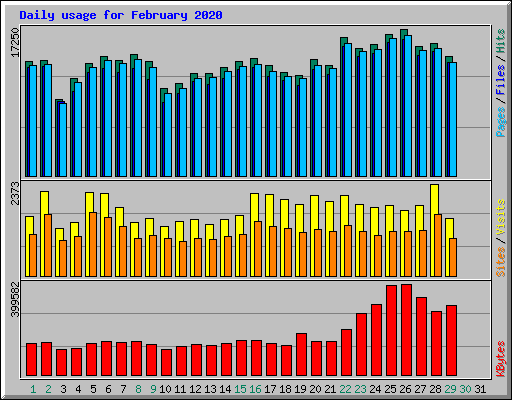 Daily usage for February 2020
