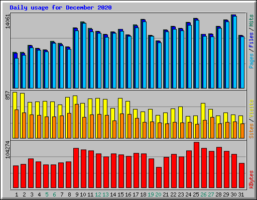 Daily usage for December 2020