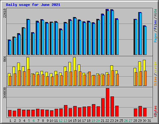 Daily usage for June 2021