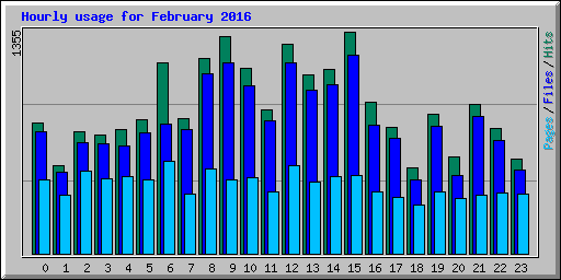 Hourly usage for February 2016